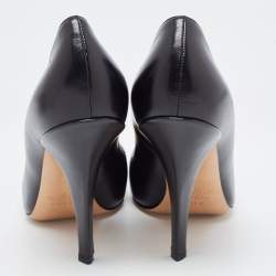 Pre Owned Valentino Black Leather Pointed Toe Pumps Size 37.5