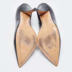 Pre Owned Valentino Black Leather Pointed Toe Pumps Size 37.5