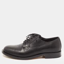 Pre Owned Valentino Black Leather Rockstud Lace Up Derby Size 35.5 