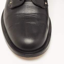 Pre Owned Valentino Black Leather Rockstud Lace Up Derby Size 35.5