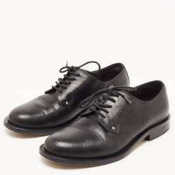 Pre Owned Valentino Black Leather Rockstud Lace Up Derby Size 35.5