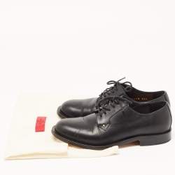 Pre Owned Valentino Black Leather Rockstud Lace Up Derby Size 35.5