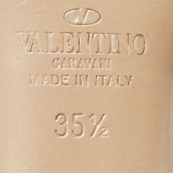 Pre Owned Valentino Red/Pink Leather Rockstud Ankle Strap Pumps Size 35.5