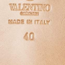 Pre Owned Valentino Silver Leather Soul Rockstud Slide Sandals Size 40