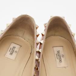 Pre Owned Valentino Orange Patent Leather Rockstud Ballet Flats Size 40