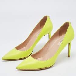 Pre Owned Valentino Green Leather Rockstud Pumps Size 40