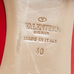 Pre Owned Valentino Red Patent Leather Rockstud Pointed Toe Ballet Flats Size 40