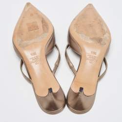 مملوكة مسبقًا Valentino Metallic Leather V LOGO Mules Size 36.5
