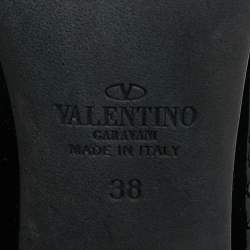 Pre Owned Valentino Black Patent and Leather Rockstud Ankle Strap Pumps Size 38