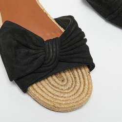 Pre Owned Valentino Black Suede Bow Slide Flats Size 39.5