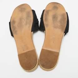 Pre Owned Valentino Black Suede Bow Slide Flats Size 39.5