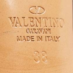 Pre Owned Valentino Black/Dusty Pink Patent and Leather Love Latch Pumps Size 38