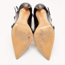 Pre Owned Valentino Black/Dusty Pink Patent and Leather Love Latch Pumps Size 38