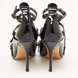 Pre Owned Valentino Black/Dusty Pink Patent and Leather Love Latch Pumps Size 38