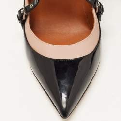 Pre Owned Valentino Black/Dusty Pink Patent and Leather Love Latch Pumps Size 38