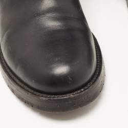 Pre Owned Valentino Black Leather Rockstud Ankle Boots Size 37