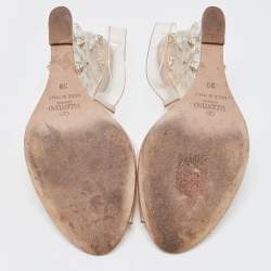 Pre Owned Valentino Transperent PVC  Peep Toe Wedge Sandals Size 38