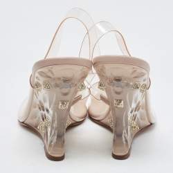 Pre Owned Valentino Transperent PVC  Peep Toe Wedge Sandals Size 38
