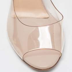 Pre Owned Valentino Transperent PVC  Peep Toe Wedge Sandals Size 38
