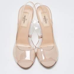 Pre Owned Valentino Transperent PVC  Peep Toe Wedge Sandals Size 38