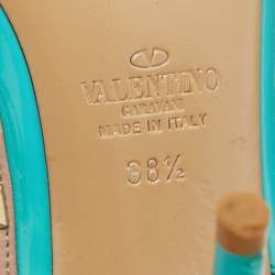 Pre Owned Valentino Green/Pink Patent Leather Rockstud Pumps Size 38.5
