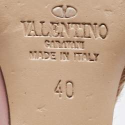 Pre Owned Valentino Pink Leather Rockstud  Wedge Sandals Size 40