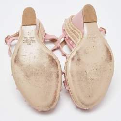 Pre Owned Valentino Pink Leather Rockstud  Wedge Sandals Size 40