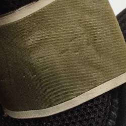 Pre Owned Valentino Black Leather and Suede Rockrunner Sneakers Size 37.5