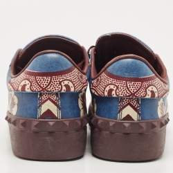 Pre Owned Valentino Tricolor Printed Leather Rockstud Low Top Sneakers Size 37.5