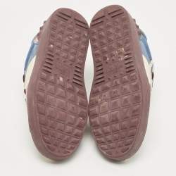 Pre Owned Valentino Tricolor Printed Leather Rockstud Low Top Sneakers Size 37.5