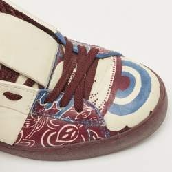 Pre Owned Valentino Tricolor Printed Leather Rockstud Low Top Sneakers Size 37.5
