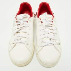 Pre Owned Valentino White/Red Leather Backnet VLOGO Sneakers Size 38.5