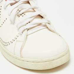 Pre Owned Valentino White/Red Leather Backnet VLOGO Sneakers Size 38.5