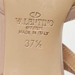 Pre Owned Valentino Two Tone Patent and Leather Rockstud Ankle Strap Pumps Size 37.5