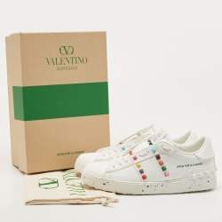 مملوكة مسبقًا Valentino White Leather  Low Top Sneakers Size 40