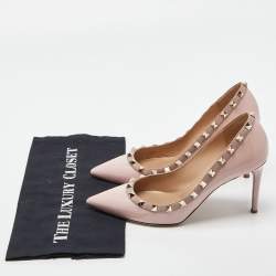 Pre Owned Valentino Pink Patent Leather Rockstud Pumps Size 39