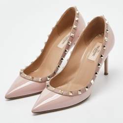 Pre Owned Valentino Pink Patent Leather Rockstud Pumps Size 39