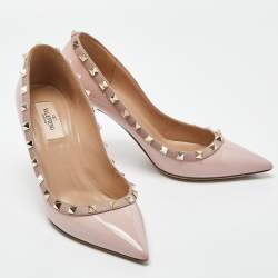 Pre Owned Valentino Pink Patent Leather Rockstud Pumps Size 39