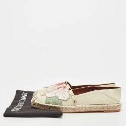 Pre Owned Valentino White Embroidered Leather Ballet Flats Size 38