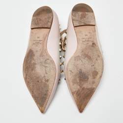 Pre Owned Valentino Multicolor Leather Rockstud Ankle-Strap Ballet Flats Size 39