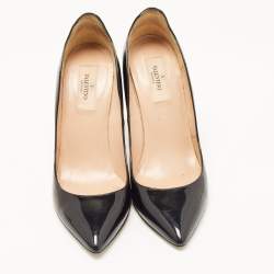 Pre Owned Valentino Black Patent Leather Pointed Toe  Pumps Size 38