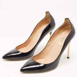 Pre Owned Valentino Black Patent Leather Pointed Toe  Pumps Size 38