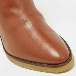 مملوكة مسبقًا Valentino Brown Leather Rockstud Wedge Ankle Boots Size 41