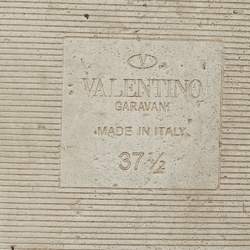 Pre Owned Valentino Red/White Quilted Leather Rockstud Pool Slides Size 37.5