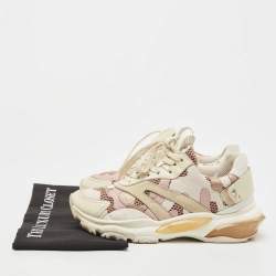Pre Owned Valentino Multicolor Mesh and Leather Camouflage Bounce Trainer Sneakers Size 37.5