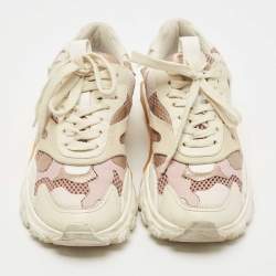 Pre Owned Valentino Multicolor Mesh and Leather Camouflage Bounce Trainer Sneakers Size 37.5
