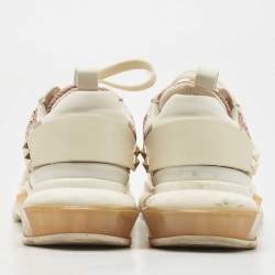 Pre Owned Valentino Multicolor Mesh and Leather Camouflage Bounce Trainer Sneakers Size 37.5