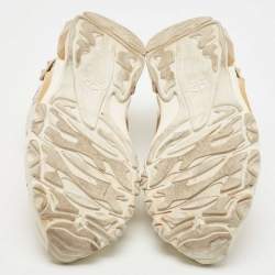 Pre Owned Valentino Multicolor Mesh and Leather Camouflage Bounce Trainer Sneakers Size 37.5