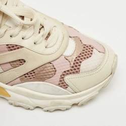 Pre Owned Valentino Multicolor Mesh and Leather Camouflage Bounce Trainer Sneakers Size 37.5