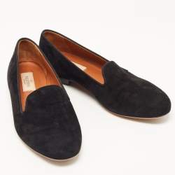 Pre Owned Valentino Black Suede Smoking Slippers Size 38